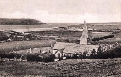 St Enodoc Church and Stepper Point near Polzeath (Church, Cornwall, England, Polzeath, River Camel, St Enodoc, Stepper Point, Trebetherick)