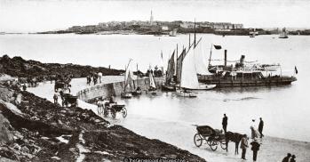 St Malo from Dinard (Brittany, France, horse and cart, sailing boat, St Malo, vehicle, Vessel)