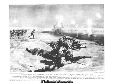 Subadar Dunga Rawat bringing up troops to the river bank at Kurna under very heavy fire (Subadar Dunga Rawat, WW1)