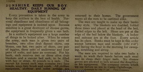 Sunshine Keeps our Boys Healthy Daily Sunning of Equipment (3d, American, C1917, Camp Bed, Fort Oglethorpe, Georgia, Soldiers, Tent, U.S.A., WW1)