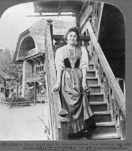 Swiss Home and its Homemaker (3d, Chalet, Dirndl Dress, Social, Switzerland)