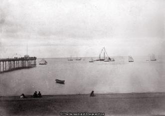 Teignmouth Pier and boats 1890 (boat, Pier, Teignmouth, Teignmouth Pier)