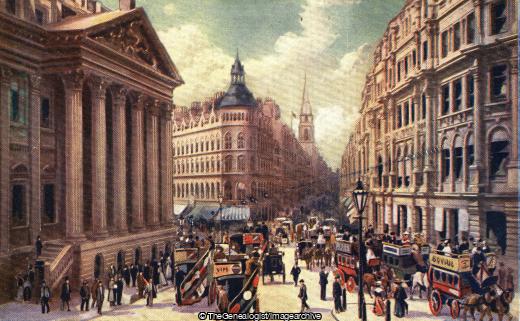 Tha Mansion House and Cheapside, London (Cheapside, City of London, England, Horse and Carriage, Horse Drawn Omnibus, London, Mansion House)