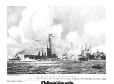 The arrival at Harwich of the British submarine E9 (E9, Harwich, Hela, WW1)