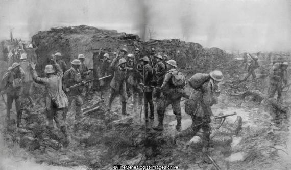 The capture of 'Pill Boxes' on the way to Zonnebeke Taking prisoners from five strong points near Retaliation Farm (Pill Boxes, prisoners, Retaliation Farm, WWI, Zonnebeke)