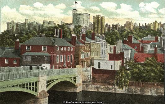 The Castle and Bridge, Windsor (Berkshire, Bridge, Castle, England, River, Thames, Windsor, Windsor Castle)