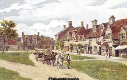The Green, Broadway, Worcestershire (Broadway, England, Green, horse and cart, vehicle, Worcestershire)