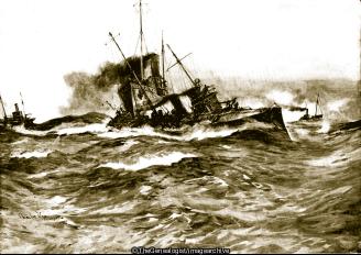 The Miura Commanded by Sub Lieutenant Leslie Kersley RNR ramming a German torpedo boat (A2, A6, Barbados, Chirsit, Miura, Noordhinder Bank, Sub Lieutenant Leslie Kersley, WW1)