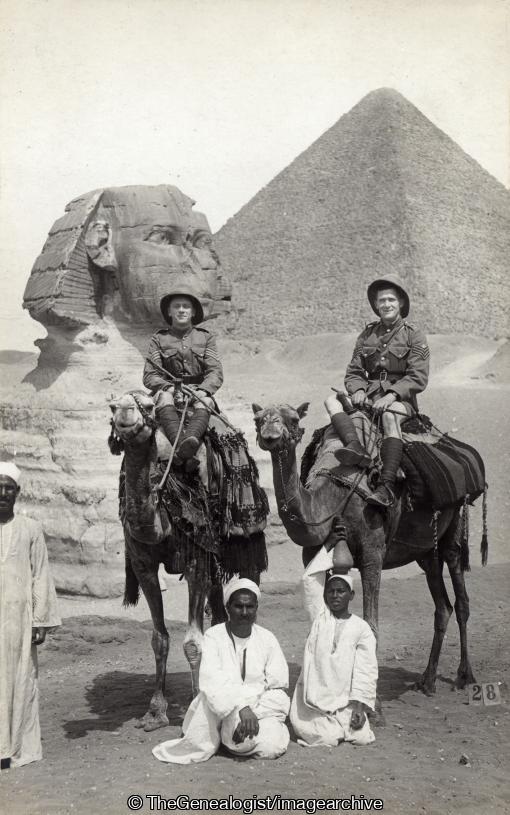 The Sphynx Cairo April 1918 (1918, Cairo, Camel, Egypt, Giza, Sergeant, Soldiers, Sphinx, Staff Sergeant)