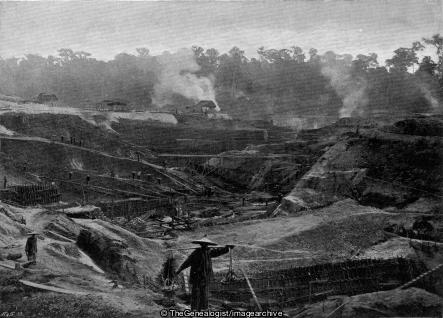 Tin Mining Near Kwala Lumpur Selangor (Kuala Lumpur, Malay Peninsula, Malaysia, miner, Tin, Tin Mine)