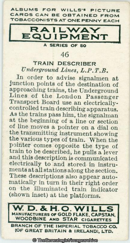 Train Describer Underground Lines London Passenger Transport Board (London Passenger Transport Board, Train Describer, Underground Lines)