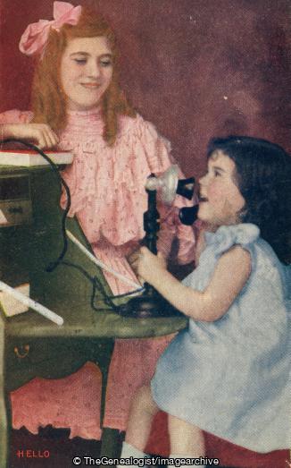 Two girls on  phone (Candlestick phone, girls, phone, Telephone)