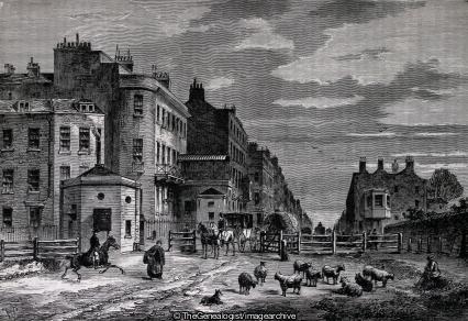 Tyburn Turnpike 1820 (London, Marble Arch, Oxford Street, Tyburn Turnpike)