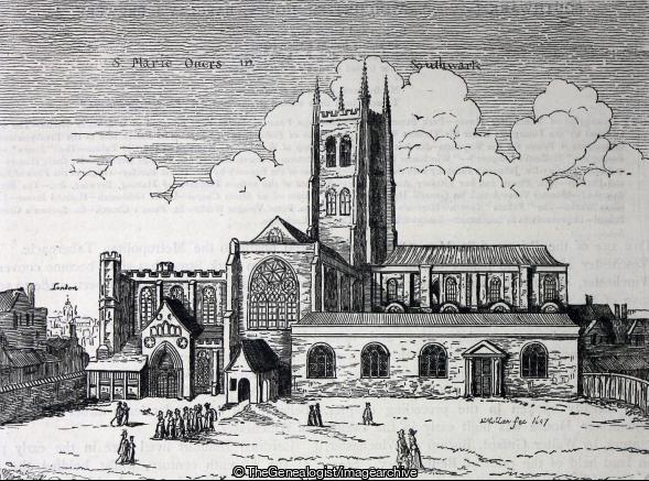 View of St Mary Overy 1647 ( St Saviour and St Mary Overie, Cathedral, London, Southwark, Southwark Cathedral, St Mary Overy)