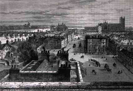 Westminster From the Roof of Whitehall 1807 (London, Thames, Westminster, Whitehall)