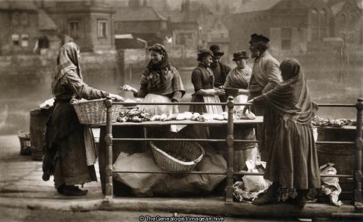Whitby Fish Market (C1920, England, Fish market, Fisher Woman, Whitby, Yorkshire)