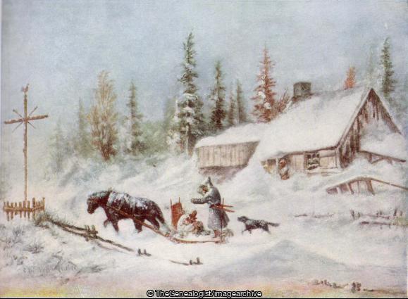 Wintry scene (Christmas, Sledge, Snow)