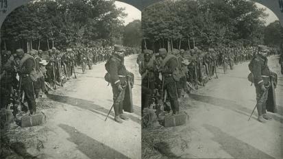 WWI - A French Relief Column of Algerian Zouaves in Forest of Argonne (3d, Algerian, Argonne Forest, Berber, colonial troops, Forest, French, Relief Column, WW1, Zouave)