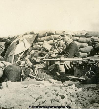 WWI - Awaiting Enemy in French Trenches with Rifle and Mitrailleuse (3d, France, French, Hotchkiss, Machine Gun, Poilu, Sandbag, Soldiers, Trench, Weapon, WW1)