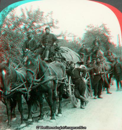 WWI - Battle of the Aisne - Ammunition Wagons Shifting to New Position (3d, Aisne River, Ammunition, France, French, Horse, horse and cart, Poilu, WW1)