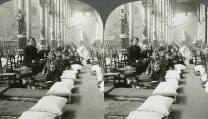 WWI - Belgium Refugees housed in Alexandra Palace London (3d, Alexandra Palace, Belgian, Camp Bed, England, London, Refugees, Social, Women And Children, WW1)