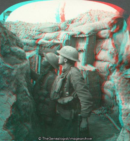 WWI - Entrenched Highlanders on the Lookout Using Mirror Periscope (3d, Gas Alarm, Gas Blanket, Highland Regiment, kilt, Klaxon, Periscope, Sandbag, Trench, WW1)