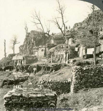 WWI - Modern Cliff Dwellers - A Regimental Headquarters Back of Serbian Front (3d, Balkans, Headquarters, Regimental, Serbia, Stones, WW1)
