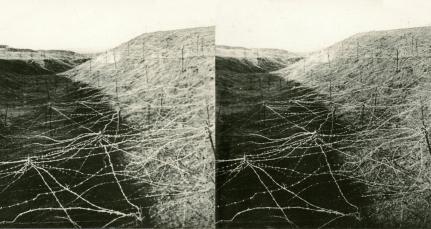 WWI - No Man's Land, Sea of Barbed Wire in Front of Bulgarian Line, Saloniki Front (3d, Barbed Wire, Bulgarian, entanglement, Greece, Salonica, Thessaloniki, WW1)