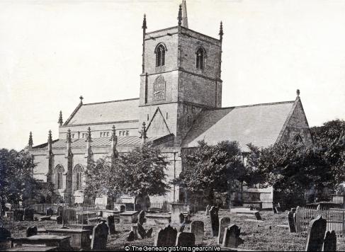 Yorks Knaresborough Church 1900 ( 1900,  Knaresborough, England
, Graveyard, St John the Baptist, Vicarage Lane, Yorkshire)